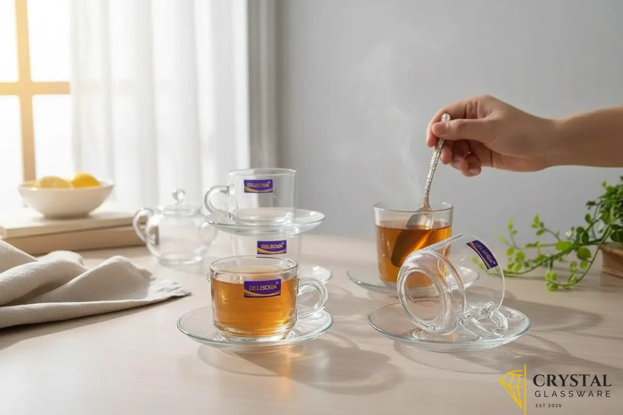 Delisoga 6pcs cups and saucers set